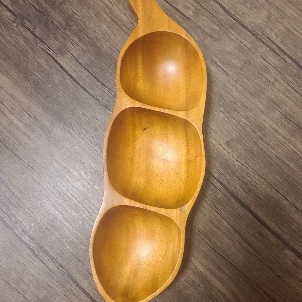 3 section wooden bowl